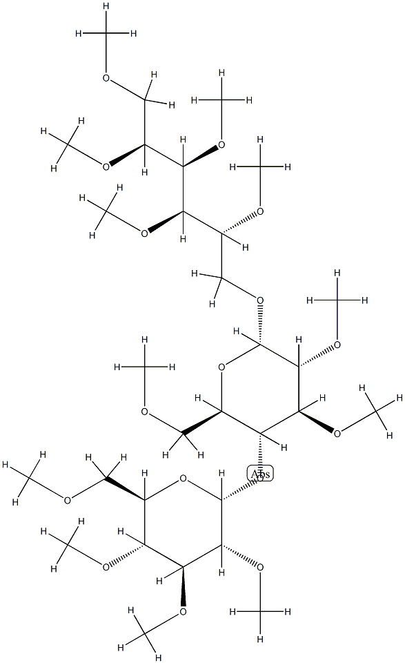 6-O-[4-O-(2-O,3-O,4-O,6-O-Tetramethyl-α-D-glucopyranosyl)-2-O,3-O,6-O-trimethyl-α-D-glucopyranosyl]-1-O,2-O,3-O,4-O,5-O-pentamethyl-D-glucitol 구조식 이미지