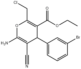 ethyl 6-amino-4-(3-bromophenyl)-2-(chloromethyl)-5-cyano-4H-pyran-3-carboxylate Structure