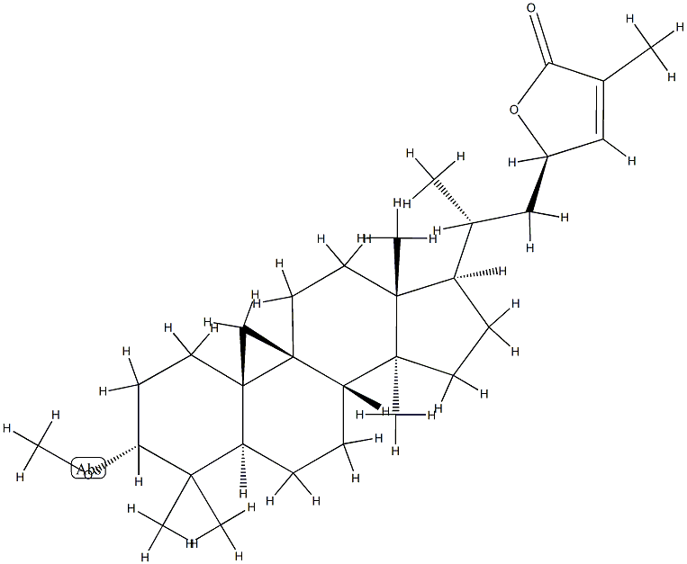 (23R)-23-Hydroxy-3α-methoxy-9β,19-cyclo-5α-lanost-24-en-26-oic acid γ-lactone 구조식 이미지