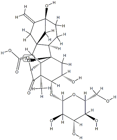 2β-(β-D-Glucopyranosyloxy)-3β,4aα,7-trihydroxy-1-methyl-8-methylenegibbane-1α,10β-dicarboxylic acid 1,4a-lactone Structure