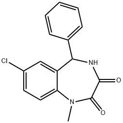 Temazepam Related Compound F (15 mg) (7-chloro-1-methyl-5-phenyl-4,5-dihydro-1H-1,4-benzodiazepine-2,3-dione) 구조식 이미지