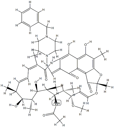 3-[(4-Benzyl-1-piperazinyl)iminomethyl]rifamycin Structure