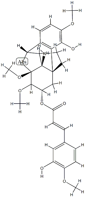 8β,10β-Epoxy-3,7,8-trimethoxyhasubanan-4,6β-diol 6-[(E)-3-(3-hydroxy-4-methoxyphenyl)propenoate] Structure