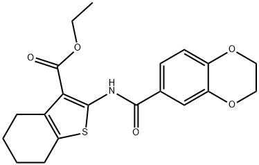 ethyl 2-(2,3-dihydrobenzo[b][1,4]dioxine-6-carboxamido)-4,5,6,7-tetrahydrobenzo[b]thiophene-3-carboxylate Structure