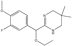 3,4,5,6-Tetrahydro-5,5-dimethyl-2-(α-ethoxy-3-fluoro-4-methoxybenzyl)pyrimidine 구조식 이미지