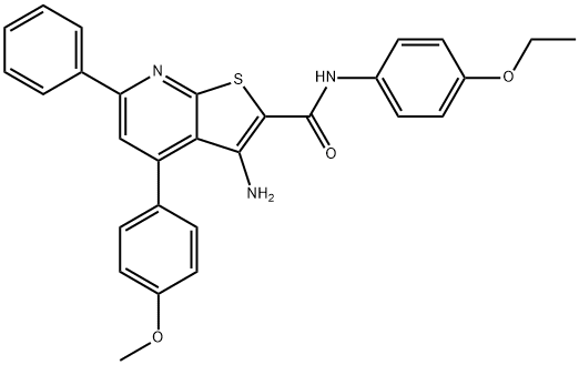 3-amino-N-(4-ethoxyphenyl)-4-(4-methoxyphenyl)-6-phenylthieno[2,3-b]pyridine-2-carboxamide 구조식 이미지