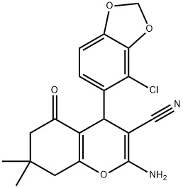 2-amino-4-(4-chloro-1,3-benzodioxol-5-yl)-7,7-dimethyl-5-oxo-5,6,7,8-tetrahydro-4H-chromene-3-carbonitrile Structure