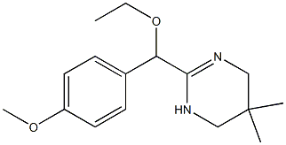 3,4,5,6-테트라히드로-5,5-디메틸-2-(α-에톡시-4-메톡시벤질)피리미딘 구조식 이미지