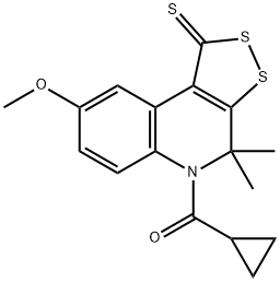 5-(cyclopropylcarbonyl)-8-methoxy-4,4-dimethyl-4,5-dihydro-1H-[1,2]dithiolo[3,4-c]quinoline-1-thione 구조식 이미지