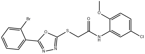 2-{[5-(2-bromophenyl)-1,3,4-oxadiazol-2-yl]sulfanyl}-N-(5-chloro-2-methoxyphenyl)acetamide Structure