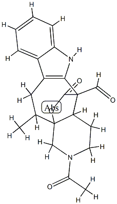 2-Acetyl-2,3,4,4a,11,12-hexahydro-12-methyl-14-oxo-1H-12a,5-(epoxymethano)pyrido[3',4':5,6]cyclohept[1,2-b]indole-5(6H)-carbaldehyde 구조식 이미지