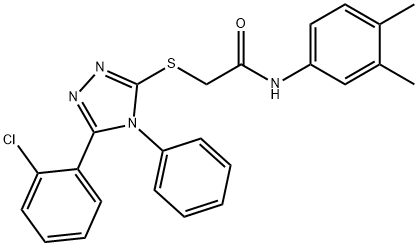 2-{[5-(2-chlorophenyl)-4-phenyl-4H-1,2,4-triazol-3-yl]sulfanyl}-N-(3,4-dimethylphenyl)acetamide 구조식 이미지