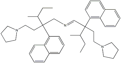 N-[3-Methyl-2-(1-naphtyl)-2-(2-pyrrolizinoethyl)pentyl]-3-methyl-2-(1-naphtyl)-2-(2-pyrrolizinoethyl)-1-pentanimine 구조식 이미지