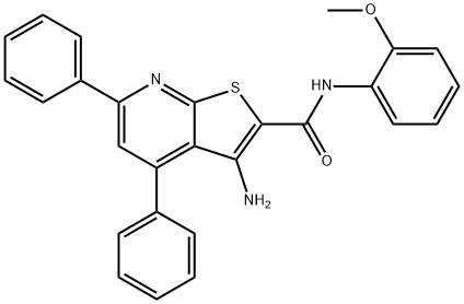 3-amino-N-(2-methoxyphenyl)-4,6-diphenylthieno[2,3-b]pyridine-2-carboxamide 구조식 이미지