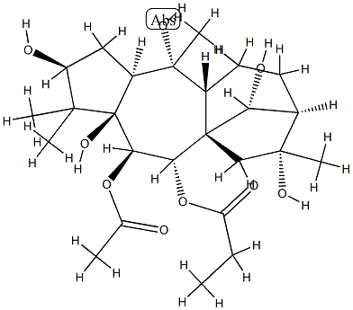 (14R)-Grayanotoxane-3β,5,6β,7α,10,14,16-heptol 6-acetate 7-propanoate 구조식 이미지