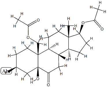 17β,19-Bis(acetyloxy)-3β-fluoro-5-hydroxy-5β-androstan-6-one 구조식 이미지