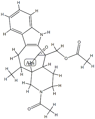 2-Acetyl-1,2,3,4,4a,5,6,11,12,12a-decahydro-12a-hydroxy-5-(acetoxymethyl)-12-methylpyrido[3',4':5,6]cyclohept[1,2-b]indole-5-carboxylic acid γ-lactone 구조식 이미지