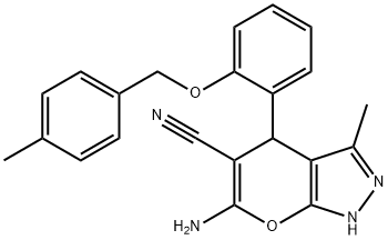 6-amino-3-methyl-4-{2-[(4-methylbenzyl)oxy]phenyl}-1,4-dihydropyrano[2,3-c]pyrazole-5-carbonitrile Structure