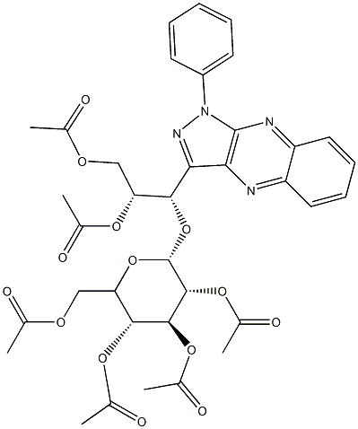 [(1S,2R)-2,3-Bis(acetyloxy)-1-[1-phenyl-1H-pyrazolo[3,4-b]quinoxalin-3-yl]propyl]α-D-glucopyranoside 2,3,4,6-tetraacetate 구조식 이미지