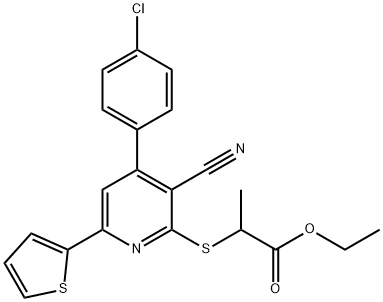 ethyl 2-{[4-(4-chlorophenyl)-3-cyano-6-(2-thienyl)-2-pyridinyl]sulfanyl}propanoate 구조식 이미지