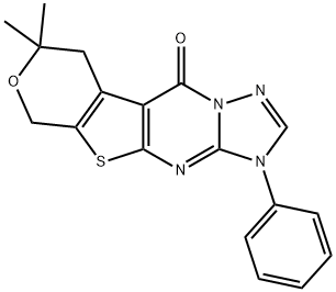 8,8-dimethyl-3-phenyl-3,6,8,9-tetrahydro-10H-pyrano[4',3':4,5]thieno[2,3-d][1,2,4]triazolo[1,5-a]pyrimidin-10-one 구조식 이미지