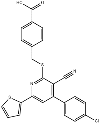 4-({[4-(4-chlorophenyl)-3-cyano-6-(2-thienyl)-2-pyridinyl]sulfanyl}methyl)benzoic acid 구조식 이미지