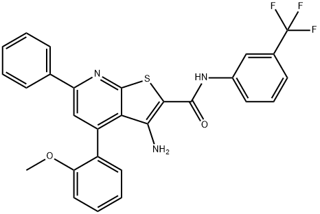 3-amino-4-(2-methoxyphenyl)-6-phenyl-N-[3-(trifluoromethyl)phenyl]thieno[2,3-b]pyridine-2-carboxamide Structure