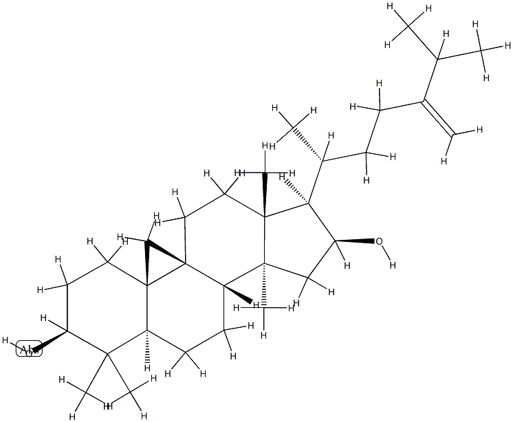 24-Methylene-9β,19-cyclo-5α-lanostane-3β,16β-diol Structure