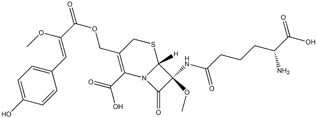 (6R,7S)-7α-[[(R)-5-Amino-5-carboxy-1-oxopentyl]amino]-3-[[[3-(4-hydroxyphenyl)-2-methoxy-1-oxo-2-propenyl]oxy]methyl]-7-methoxy-8-oxo-5-thia-1-azabicyclo[4.2.0]oct-2-ene-2-carboxylic acid Structure