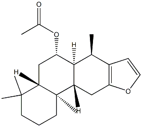 [(4aS)-1,2,3,4,4aβ,5,6,6aα,7,11,11aβ,11b-Dodecahydro-4,4,7β,11bα-tetramethylphenanthro[3,2-b]furan-6α-yl]=acetate Structure