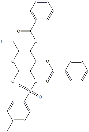 .alpha.-D-Glucopyranoside, methyl 6-deoxy-6-iodo-, 3,4-dibenzoate 2-(4-methylbenzenesulfonate) Structure