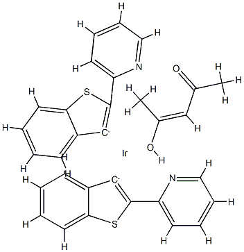 Bis[2-(2'-benzothienyl)pyridinato-N,C3'](acetylacetonato)iridium Structure