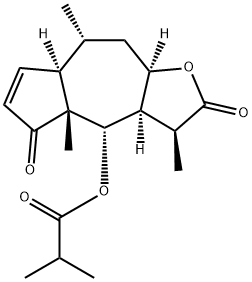 (3aR)-4,4a,7aα,8,9,9aα-Hexahydro-4α-(isobutyryloxy)-3β,4aβ,8α-trimethylazuleno[6,5-b]furan-2,5(3H,3aαH)-dione Structure