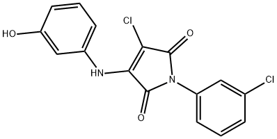 3-chloro-1-(3-chlorophenyl)-4-(3-hydroxyanilino)-1H-pyrrole-2,5-dione 구조식 이미지