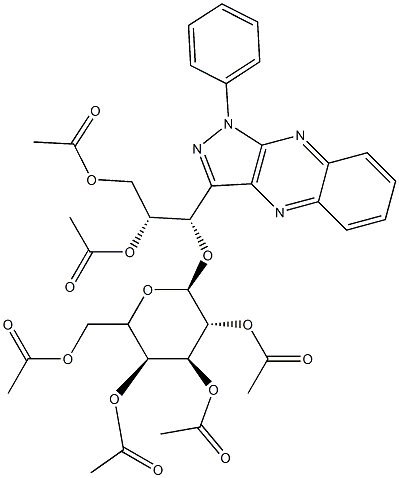 [(1S,2R)-2,3-Bis(acetyloxy)-1-[1-phenyl-1H-pyrazolo[3,4-b]quinoxalin-3-yl]propyl]β-D-galactopyranoside 2,3,4,6-tetraacetate 구조식 이미지