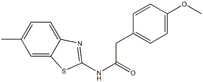 2-(4-methoxyphenyl)-N-(6-methyl-1,3-benzothiazol-2-yl)acetamide 구조식 이미지
