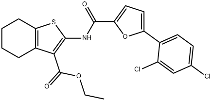 ethyl 2-{[5-(2,4-dichlorophenyl)-2-furoyl]amino}-4,5,6,7-tetrahydro-1-benzothiophene-3-carboxylate 구조식 이미지