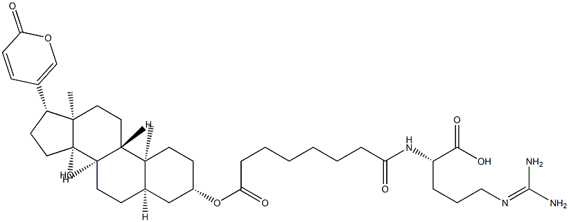 3β-[[8-[[(S)-4-[(Aminoiminomethyl)amino]-1-carboxybutyl]amino]-1,8-dioxooctyl]oxy]-14-hydroxy-5β-bufa-20,22-dienolide 구조식 이미지