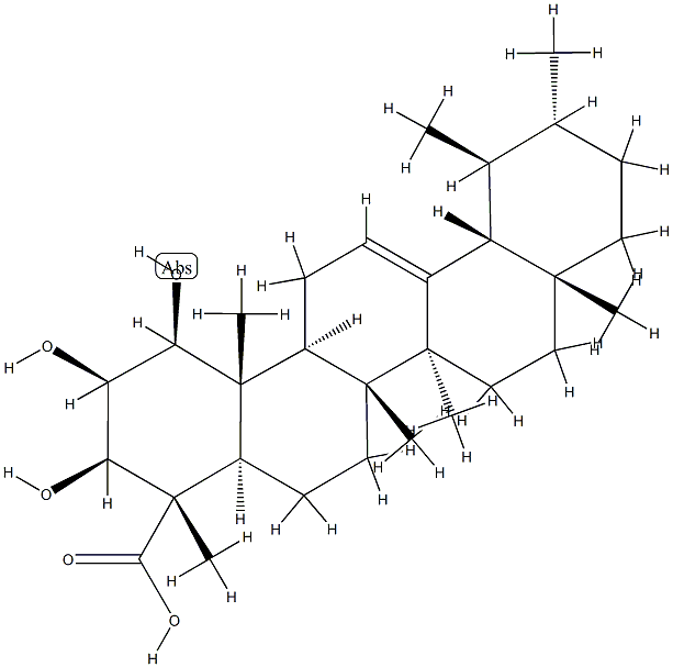 1β,2β,3β-Trihydroxyurs-12-en-23-oic acid 구조식 이미지