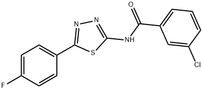 3-chloro-N-[5-(4-fluorophenyl)-1,3,4-thiadiazol-2-yl]benzamide 구조식 이미지