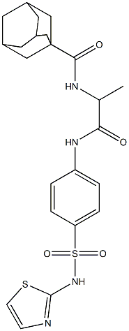 Tricyclo[3.3.1.13,7]decane-1-carboxamide, N-[1-methyl-2-oxo-2-[[4-[(2-thiazolylamino)sulfonyl]phenyl]amino]ethyl]- (9CI) Structure