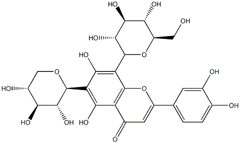 2-(3,4-Dihydroxyphenyl)-8-β-D-glucopyranosyl-5,7-dihydroxy-6-β-D-xylopyranosyl-4H-1-benzopyran-4-one Structure