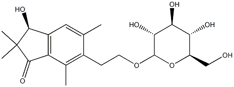 (S)-6-[2-(β-D-Glucopyranosyloxy)ethyl]-2,3-dihydro-3-hydroxy-2,2,5,7-tetramethyl-1H-inden-1-one Structure