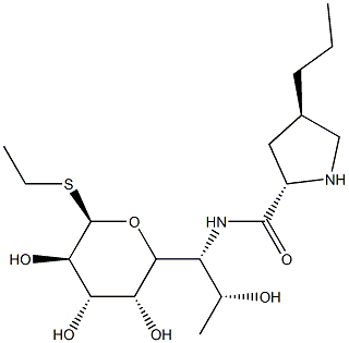 1,6,8-Trideoxy-6-[[(2S)-4β-propyl-2α-pyrrolidinyl]carbonylamino]-1-ethylthio-α-D-erythro-D-galacto-octopyranose Structure