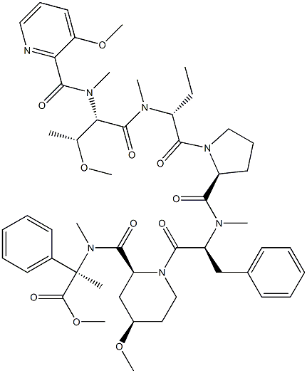 N-[(3-메톡시-2-피리디닐)카르보닐]-N,O-디메틸-L-Thr-N-메틸-D-Abu-L-Pro-N-메틸-L-Phe-4α-메톡시-L-피페콜로일-N-메틸-2-페닐-L-Ala-OMe 구조식 이미지