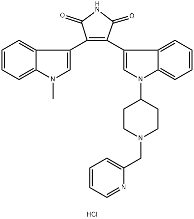 3-(1-Methyl-1H-indol-3-yl)-4-[1-[1-(2-pyridinylmethyl)-4-piperidinyl]-1H-indol-3-yl]-1H-pyrrole-2,5-dione hydrochloride 구조식 이미지