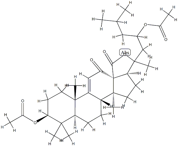 (20ξ)-3β,23-Bis(acetyloxy)-20-hydroxy-12-oxo-5α-lanost-9(11)-en-18-oic acid γ-lactone Structure