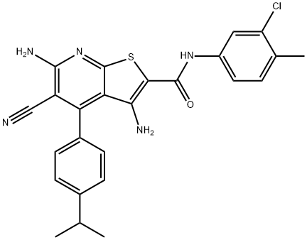 3,6-diamino-N-(3-chloro-4-methylphenyl)-5-cyano-4-(4-isopropylphenyl)thieno[2,3-b]pyridine-2-carboxamide 구조식 이미지