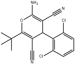 2-amino-6-(tert-butyl)-4-(2,6-dichlorophenyl)-4H-pyran-3,5-dicarbonitrile 구조식 이미지