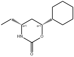 2H-1,3-Oxazin-2-one,6-cyclohexyl-4-ethyltetrahydro-,(4R,6R)-rel-(9CI) Structure